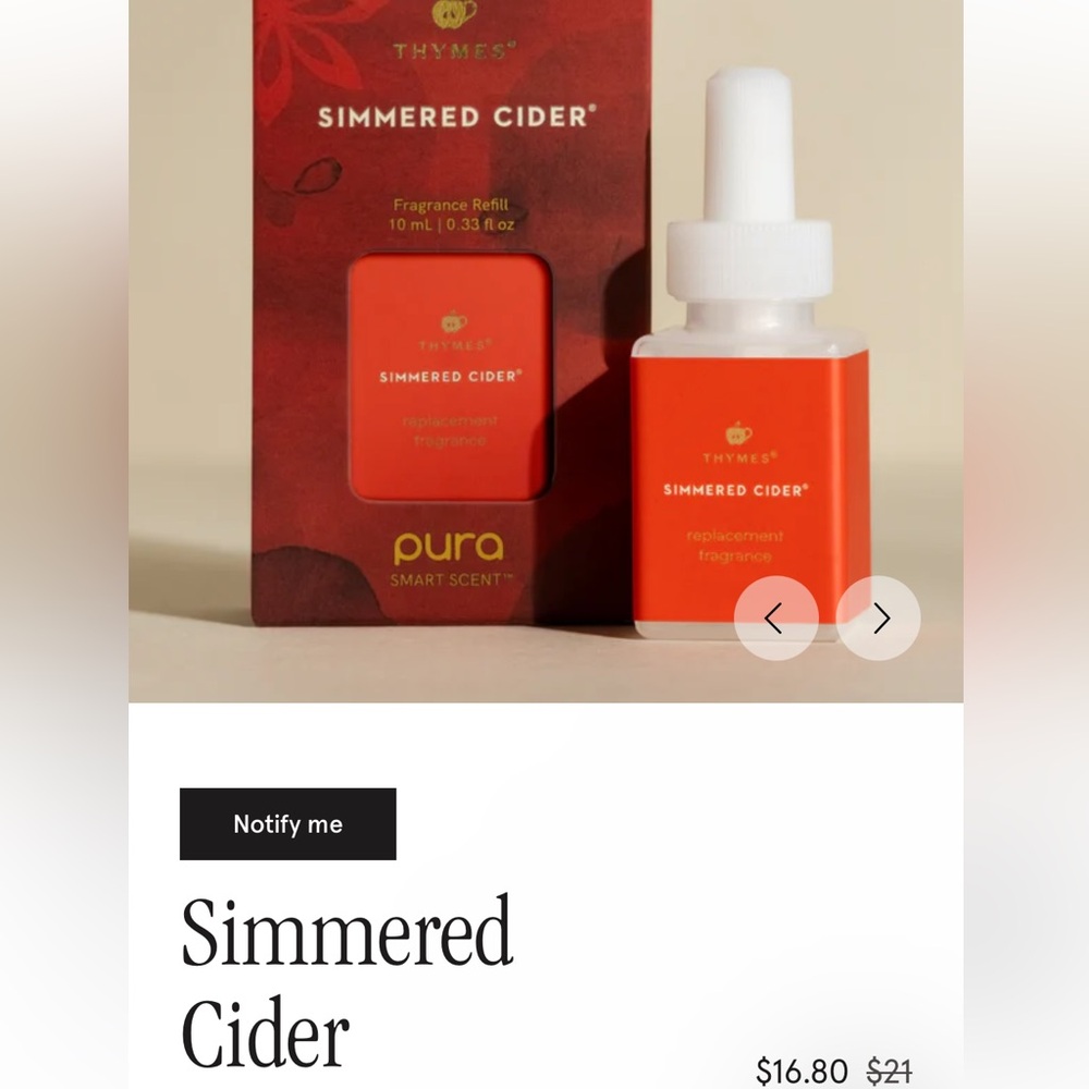 🍎 SOLD OUT Thymes Simmered Cider Pura Refill